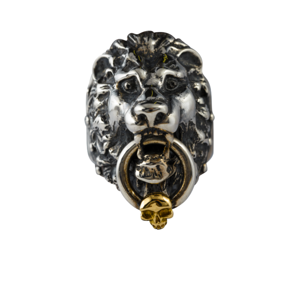 anello in argento con teschietto in oro