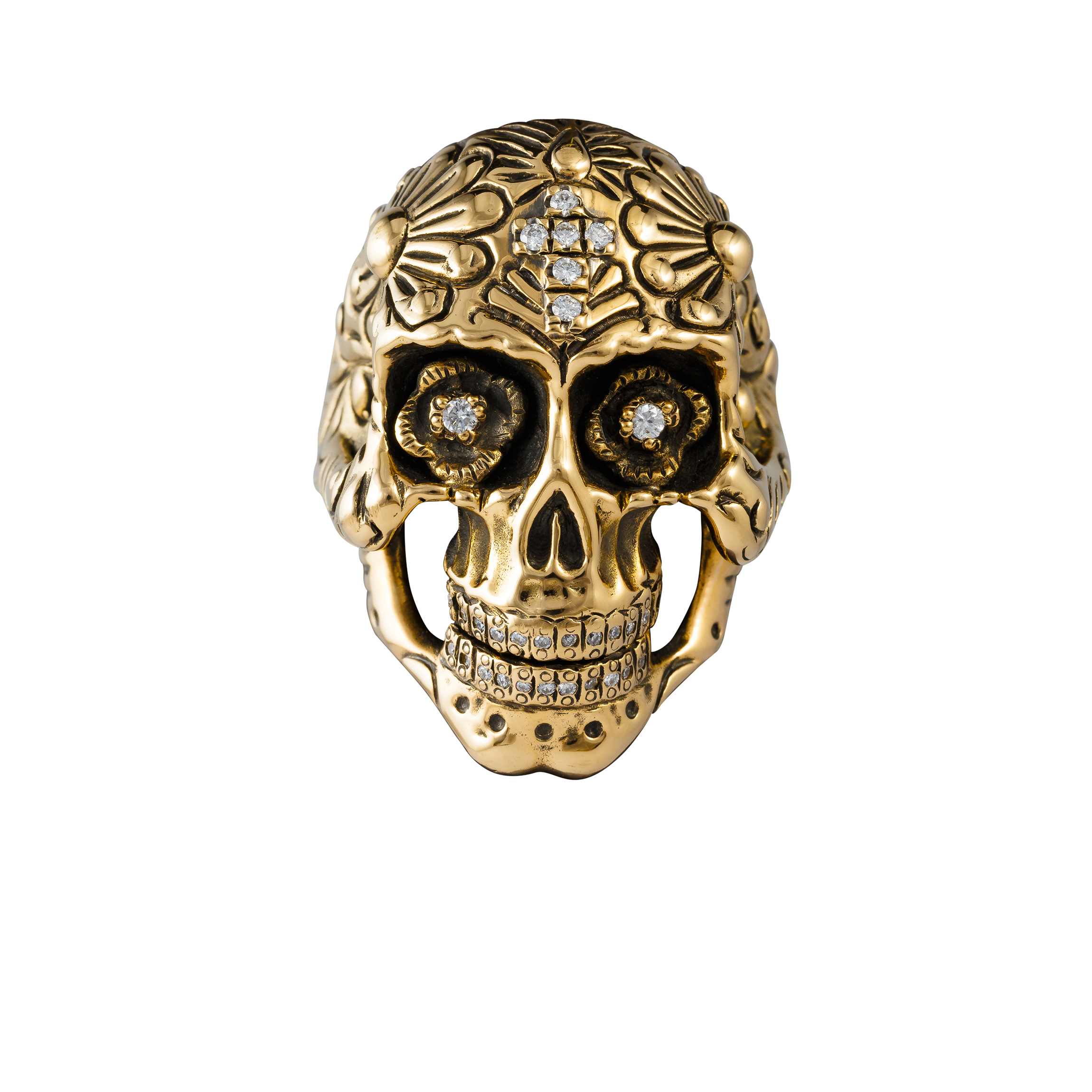 _IS_5591 Anello teschio oro e brillanti realizzato a mano